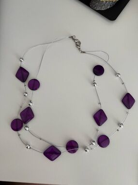 Purple Multi-Bead Layered Necklace - Women Jewelry